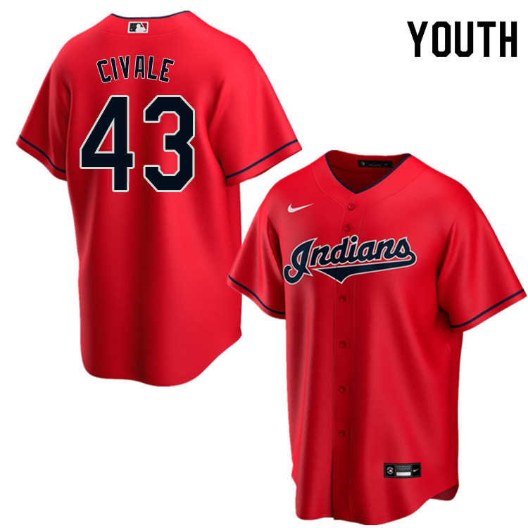 Nike Youth #43 Aaron Civale Cleveland Indians Baseball Jerseys Sale-Red